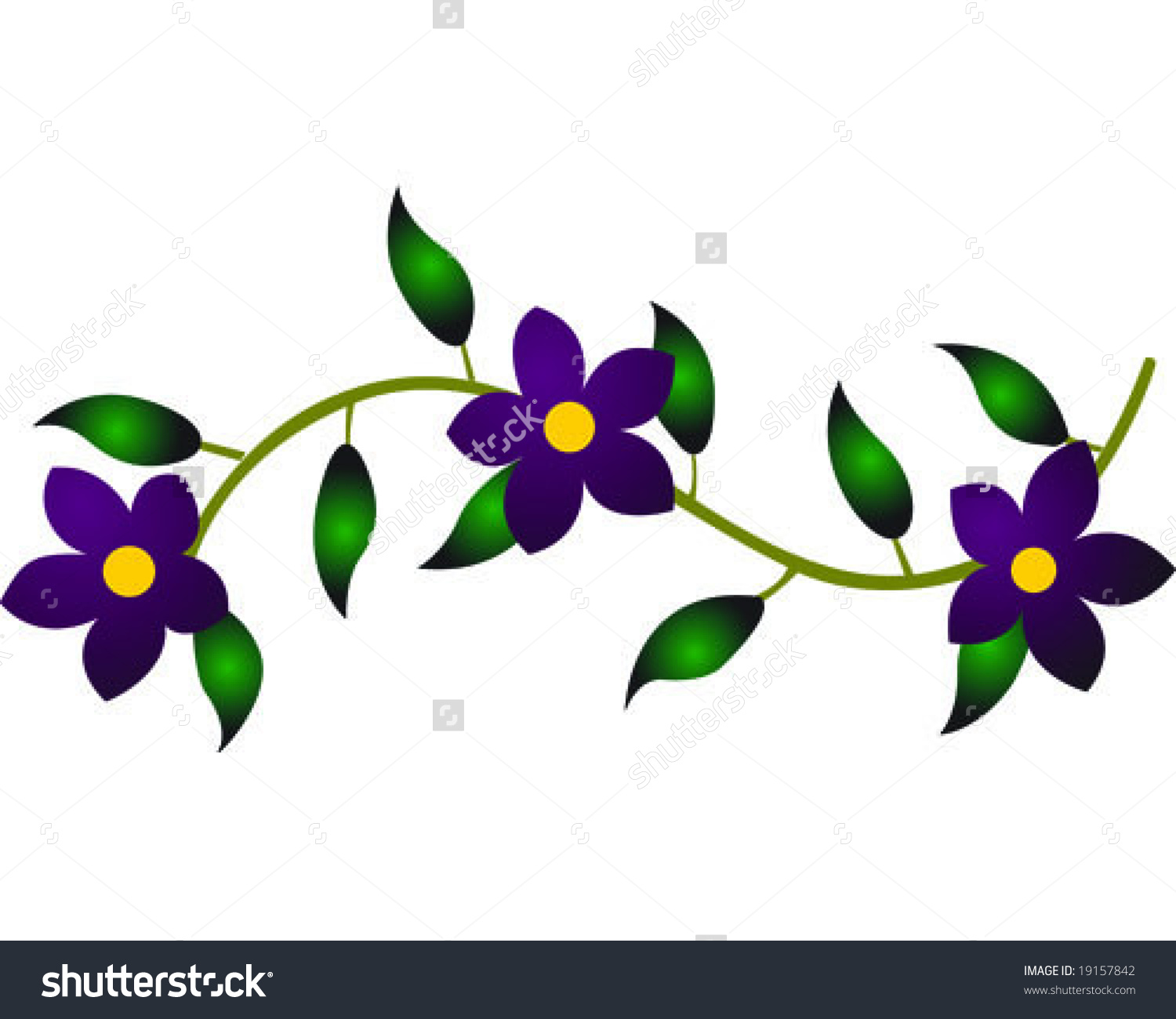 Purple Flower Vine Vector . - Flower Vine Clipart