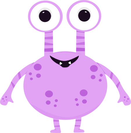 Purple Two Eyed Monster Clip  - Cute Monster Clipart