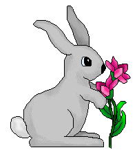 Rabbit Clip Art - Gray Rabbits Holding Flowers ...