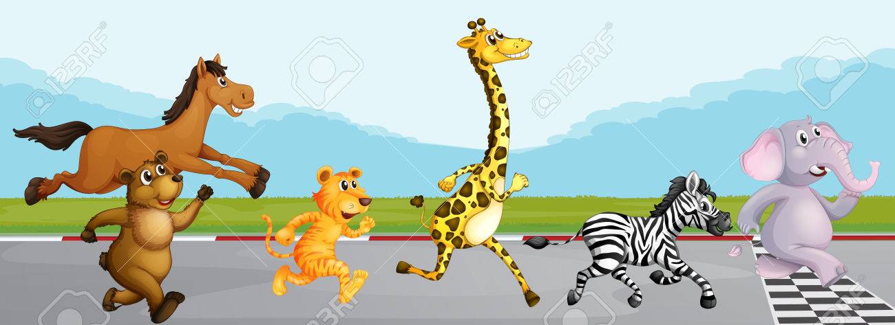 Animals Racing Clipart Wild Running In Race Illustration Royalty Free  Cliparts