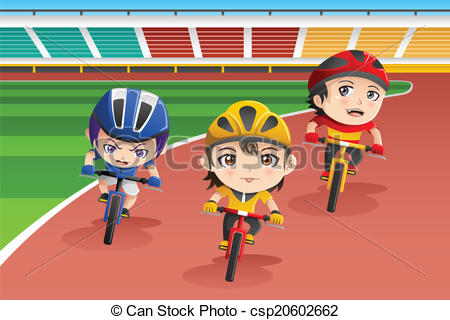Kids in a bicycle race - csp20602662