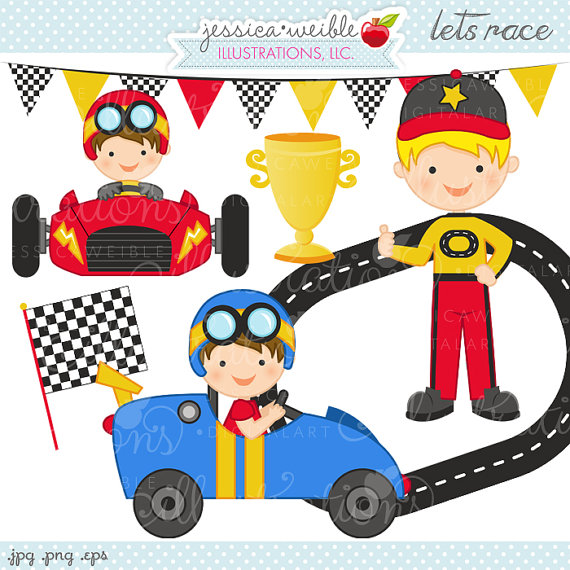 Lets Race Cute Digital Clipart - Commercial Use OK - Race Car Driver  Graphics, Racing Clipart, Racecar from JWIllustrations on Etsy Studio