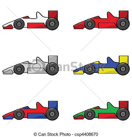 Racing cars - Cartoon .