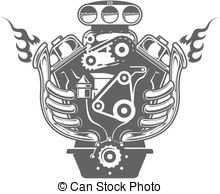 Racing engine - Hand-drawn Racing car engine, front view Racing engine Clipartby ...