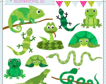 Rad Reptiles Cute Digital Clipart for Commercial or Personal Use, Reptile Clipart, Reptile Graphics