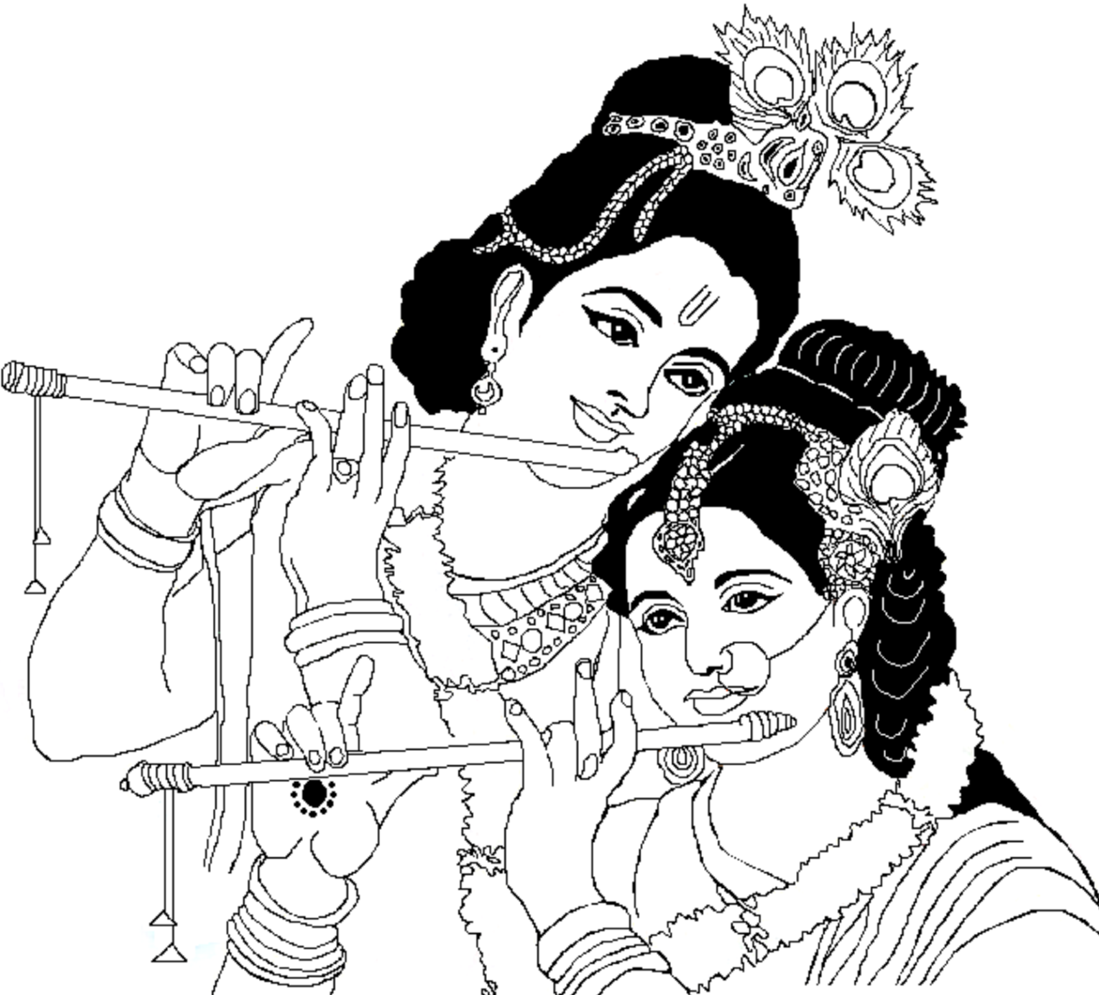 Lord Radha Krishna Coloring Drawing Free wallpaper