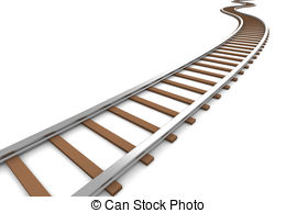 Single curved railroad track  - Railroad Tracks Clipart