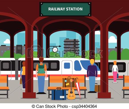 Train Station - Cartoon illus