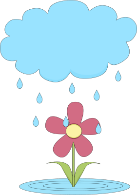 Rain Cloud Over a Flower - Raining Clipart