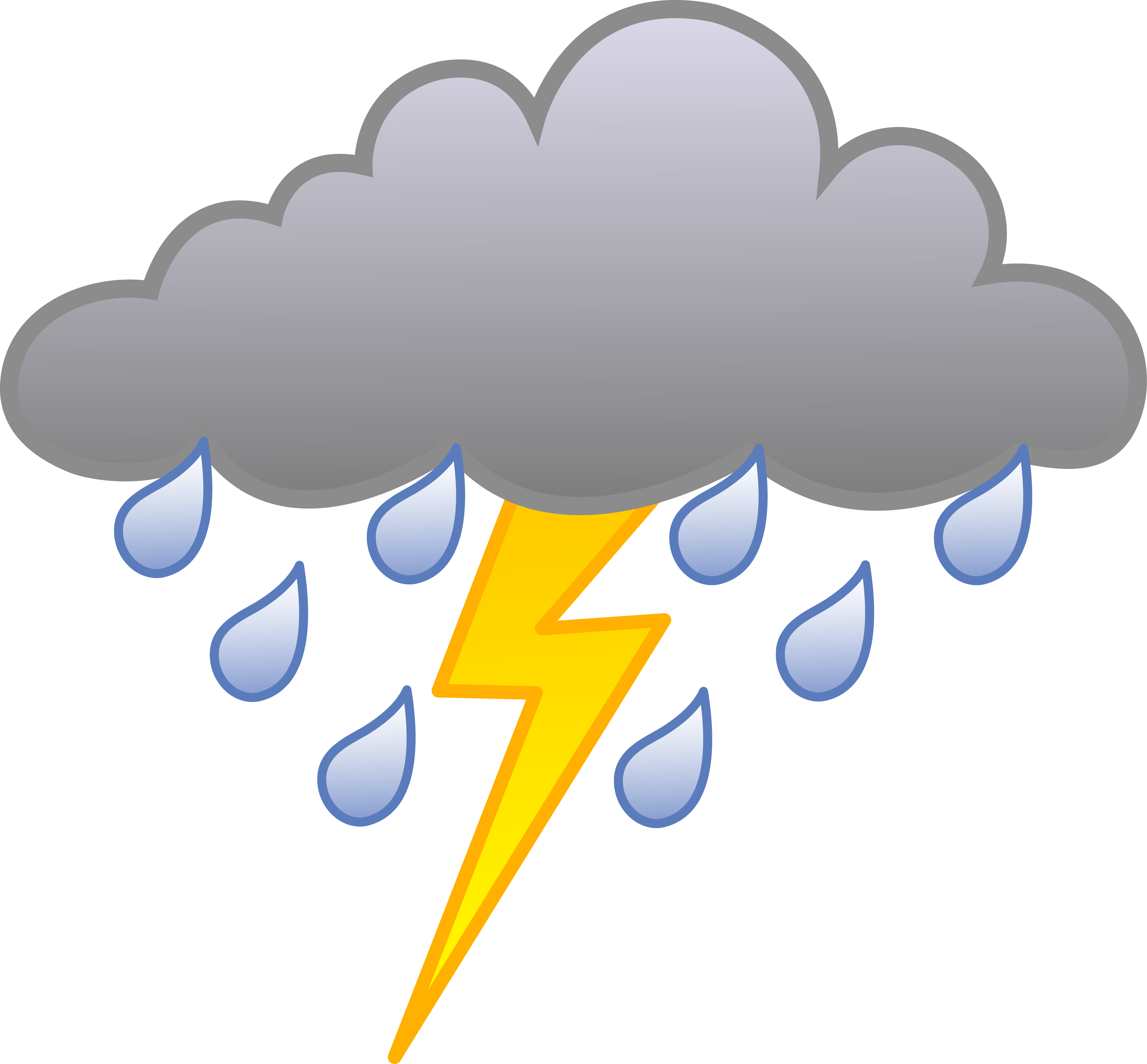 Rain Cloud With Lightning Bol - Rainy Clipart