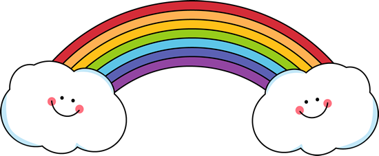 Rainbow and Smiling Clouds - Clip Art Rainbow
