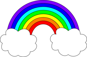 rainbow with clouds clipart