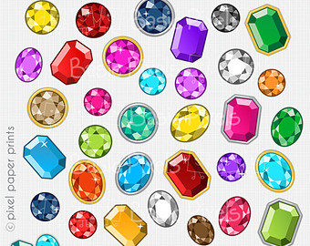 Rainbow gems clipart - Digital Clip Art - Personal and commercial use