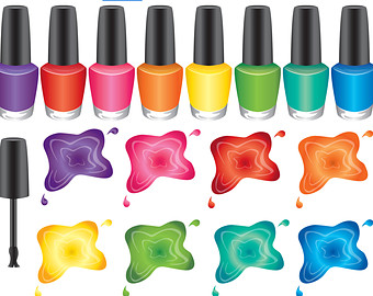 Rainbow Nail Polish digital clipart commercial use u0026amp; personal use vector graphics