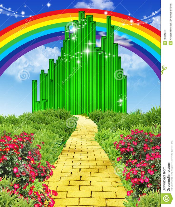Rainbow Over The Yellow Brick Road Stock Photos - Image: 35011613