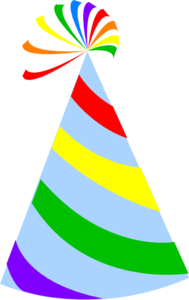 ... Rainbow Party Hat Sky Blu - Party Hat Clipart