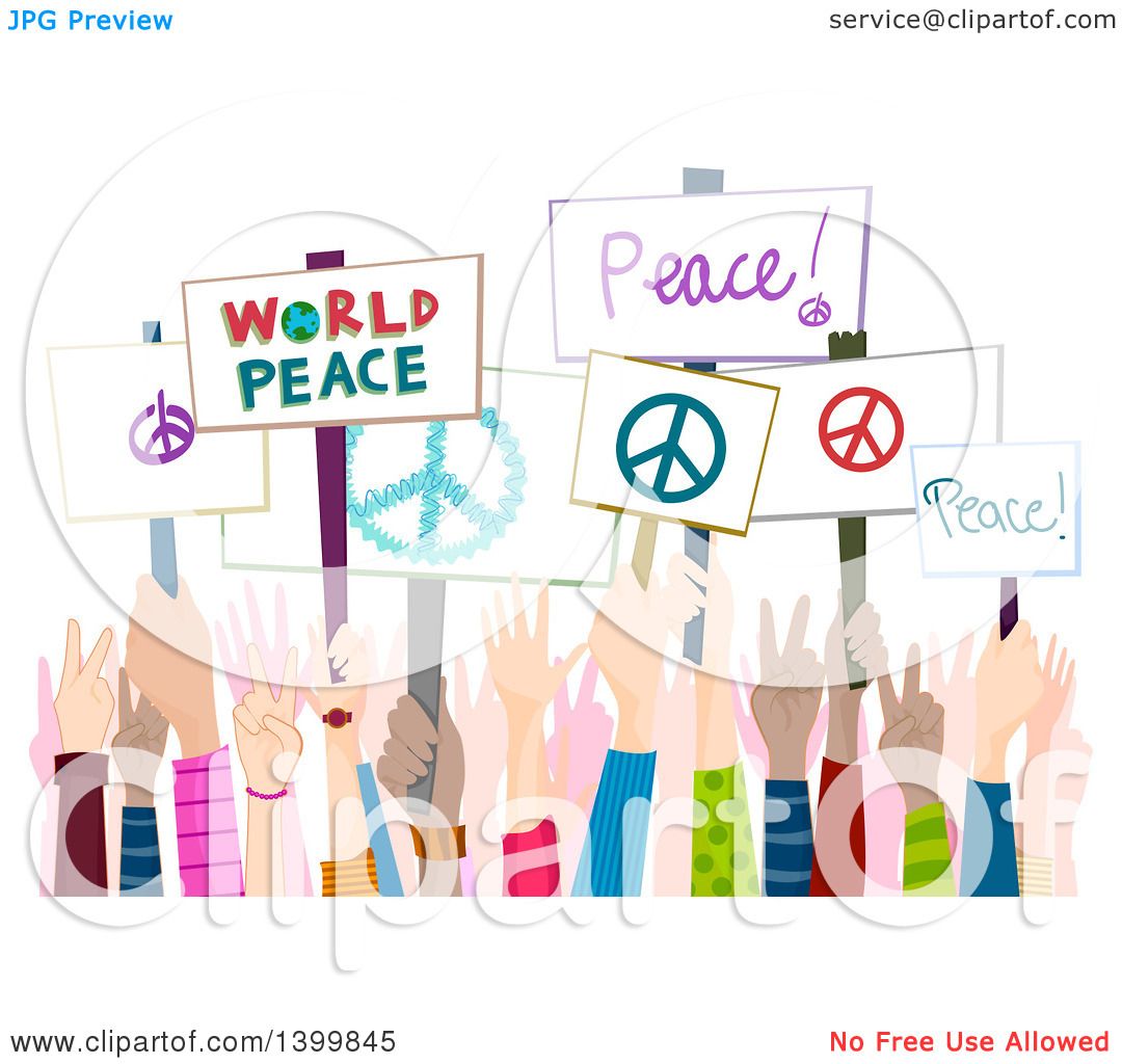 Clipart of Hands Holding up Peace Rally Signs - Royalty Free Vector  Illustration by BNP Design Studio