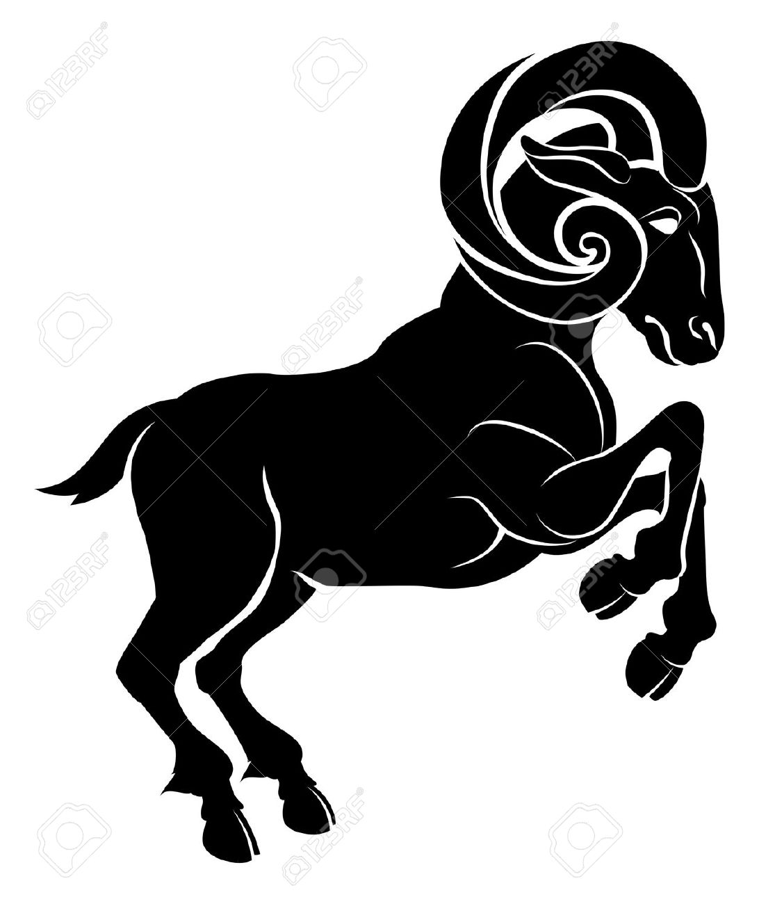 ram: An illustration of a stylised black ram or sheep perhaps a ram tattoo Illustration