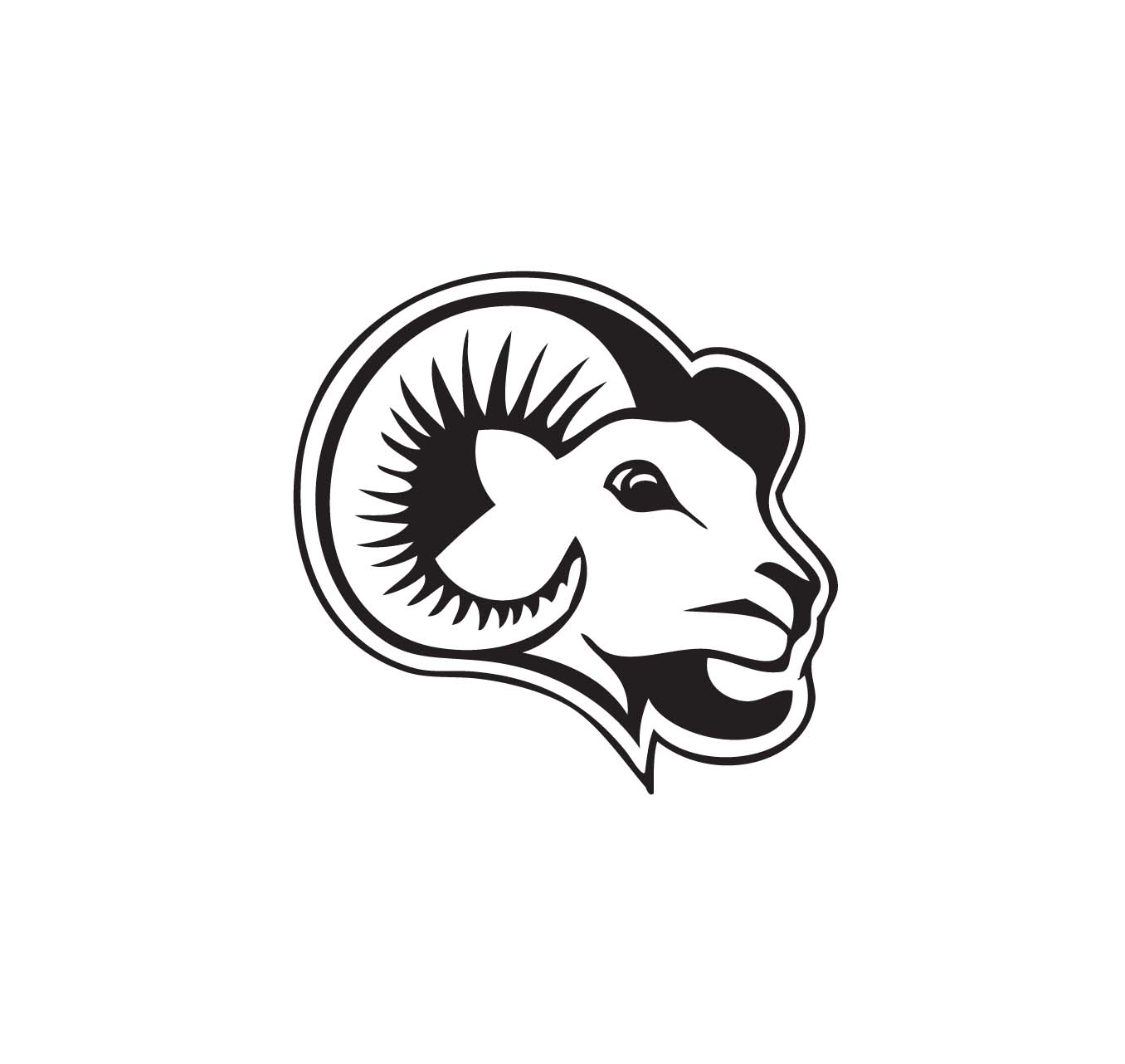 Black Head Logo Ram Clipart. 