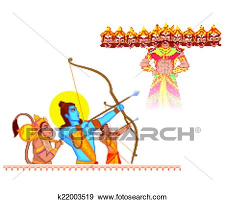 Clip Art - Rama killing Ravana during Dussehra. Fotosearch - Search Clipart,  Illustration Posters