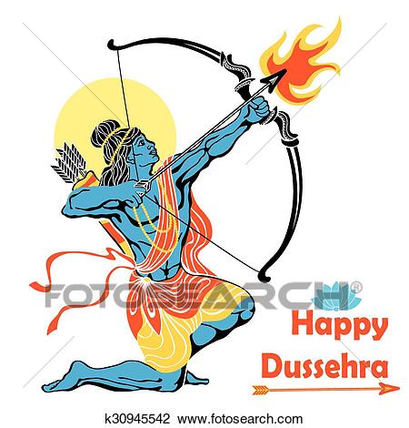 Clipart - Lord Rama with bow arrow.Happy Dussehra. Fotosearch - Search Clip  Art