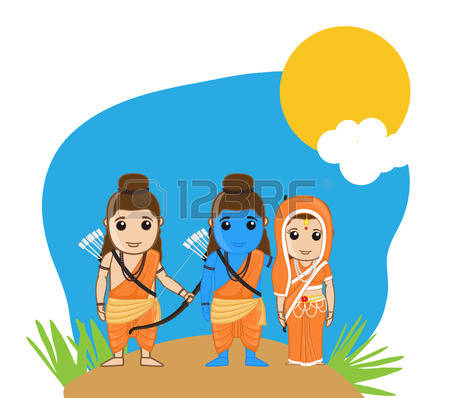 Lord Rama, Sita and Laxmana - Rama Clipart