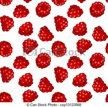 Seamless pattern with fresh juicy raspberries