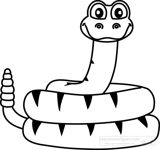 Rattle Snake Clip Art Black . - Free Black And White Clipart