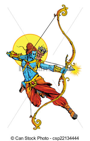 Lord Rama with bow arrow killimg Ravana - csp22134444