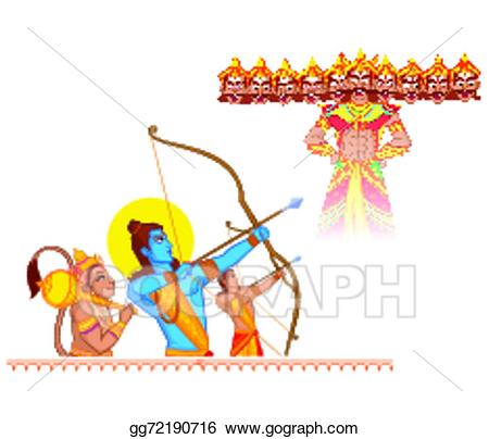 Rama killing Ravana during Du - Ravana Clipart