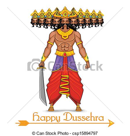 Ravana with ten heads for Dussehra - csp15894797