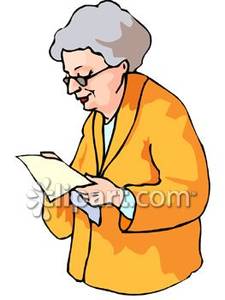 Reading Old Woman Clipart #1