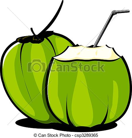 Realistic coconut Clipartby dvarg7/1,047; Coconut - Illustration of tender coconuts and straw