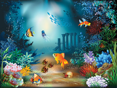 Realistic Underwater Background; Beautiful underwater world