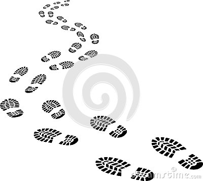 Receding footprints - clip art .