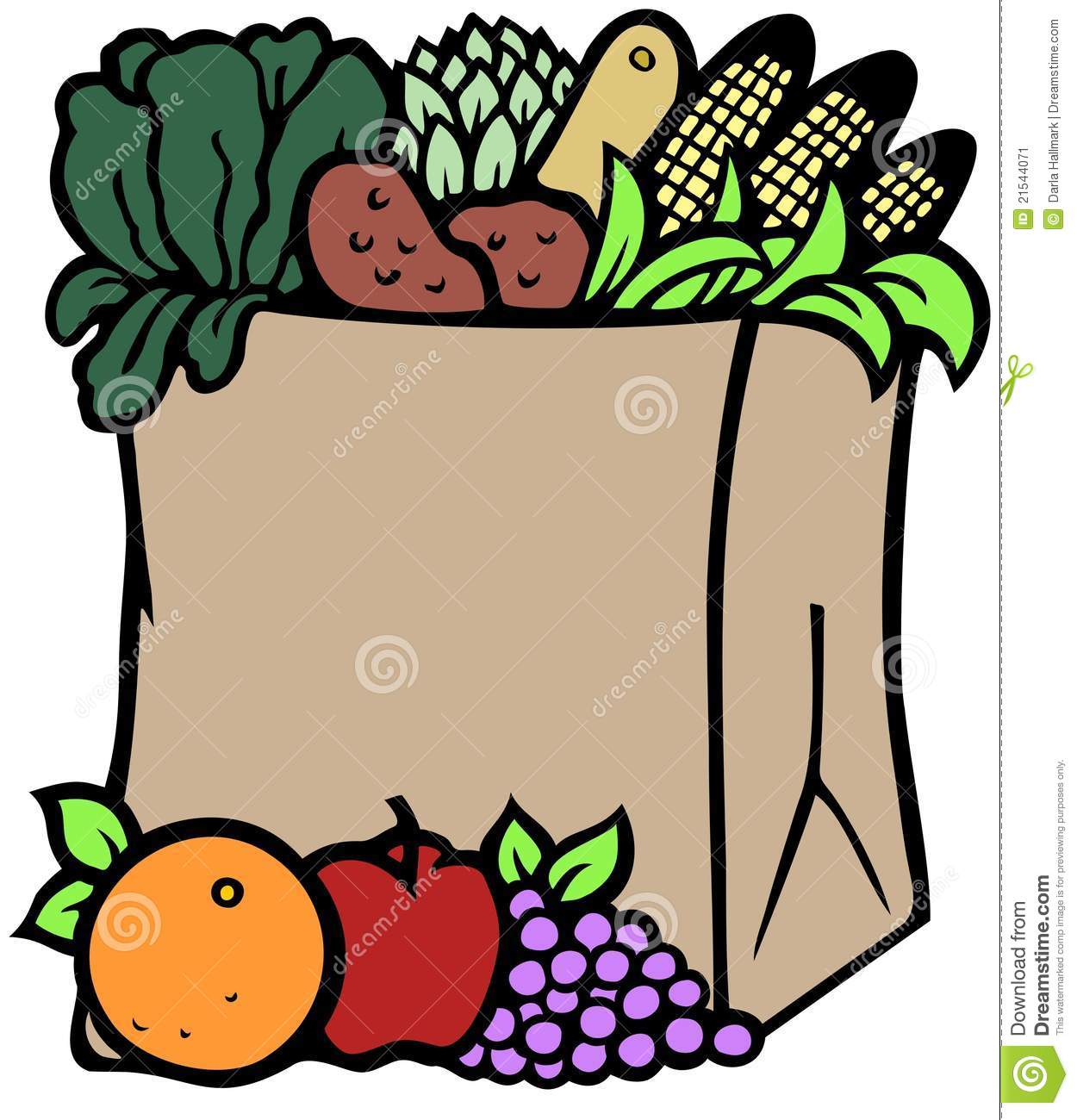 Recyclable Brown Paper Bag . - Groceries Clipart