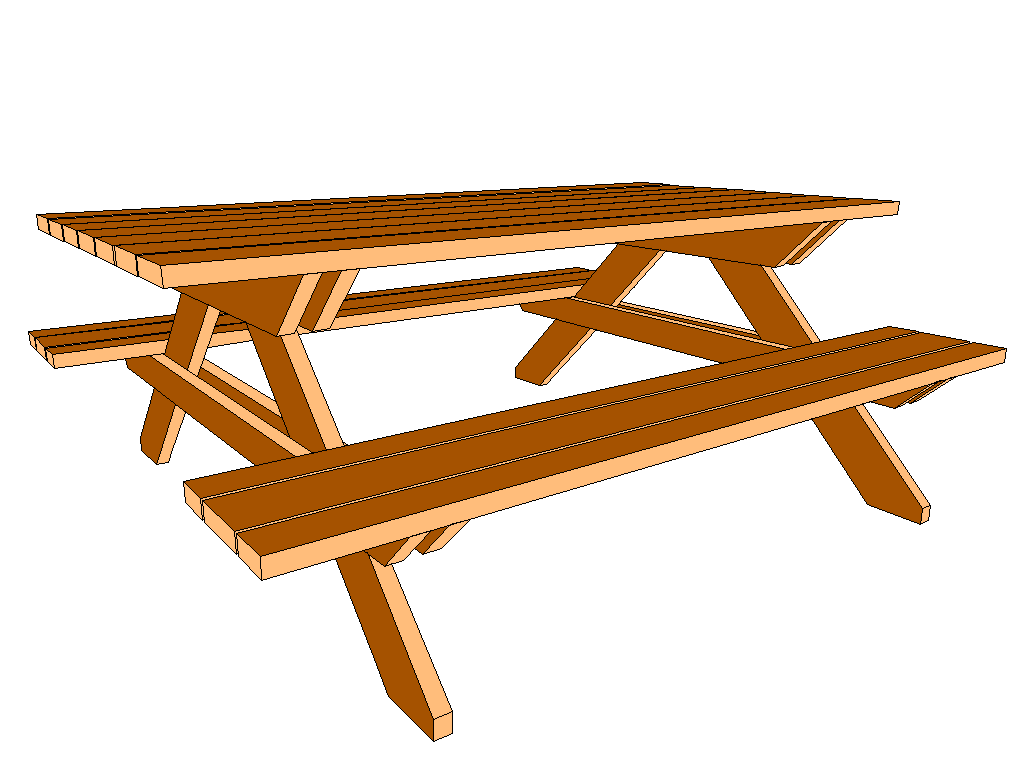 red picnic table clipart