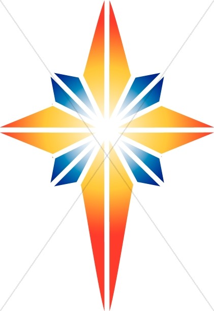 Red and Blue Star of Bethlehe - Star Of Bethlehem Clipart
