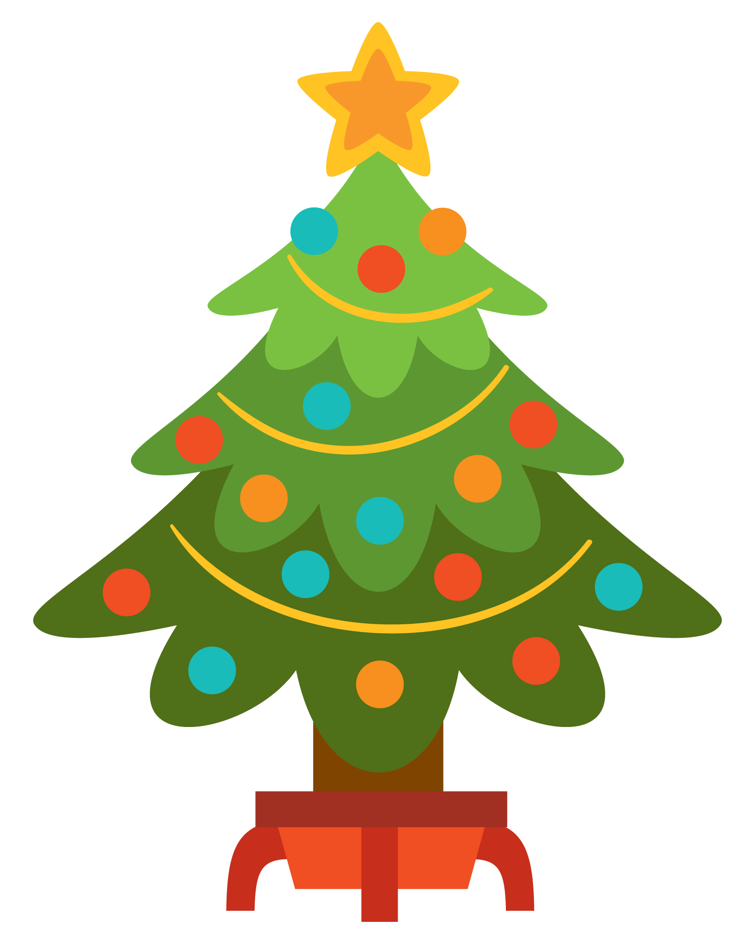 Red And Gold Christmas Tree C - Clip Art Christmas Trees
