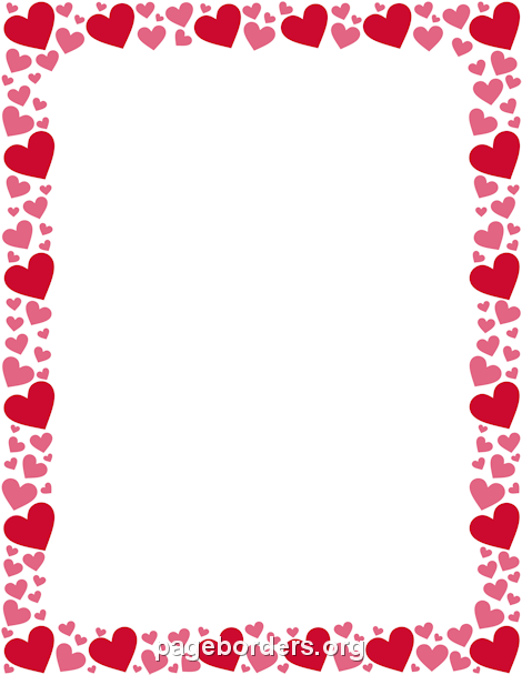 Red and Pink Heart Border - Heart Border Clipart