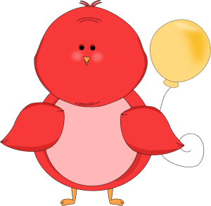 Red Bird Holding a Yellow Bal - Red Bird Clip Art