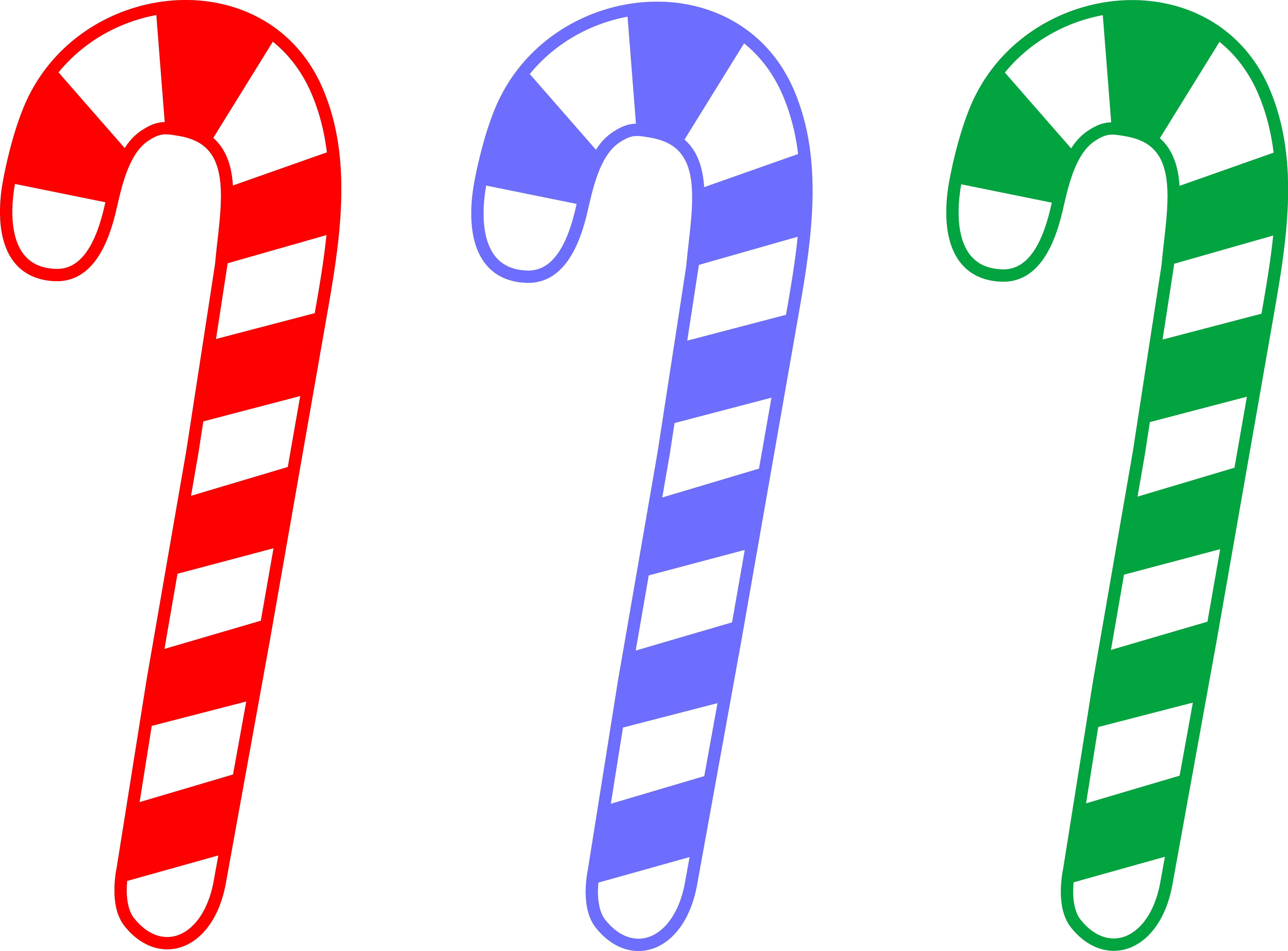 Red Blue and Green Candy Cane - Christmas Candy Clip Art