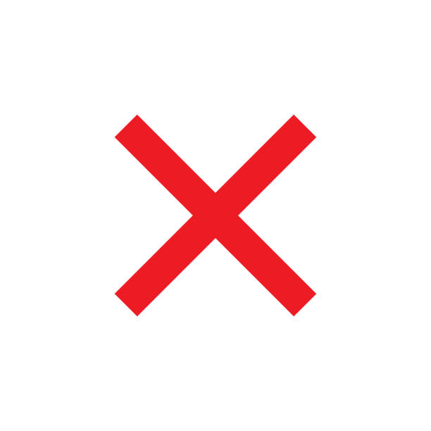 Cross sign element. Red X icon isolated on white background. Simple mark  graphic design