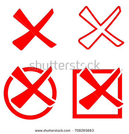 Red cross mark set isolated on white background. Circle and rectangle shape  symbols NO button