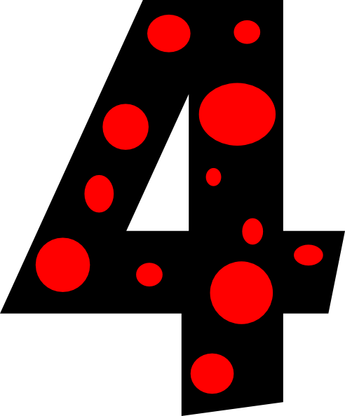 Red Dot Number 4 Clipart