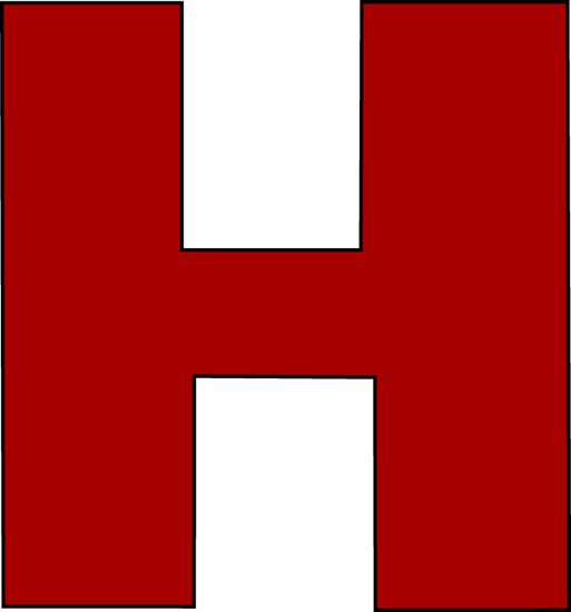 Red Letter H Clip Art Image - large red capital letter H.