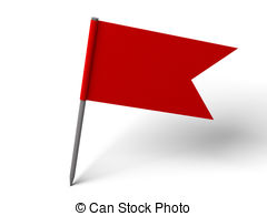 Red Pin Flag over white floor - Red Flag Clip Art
