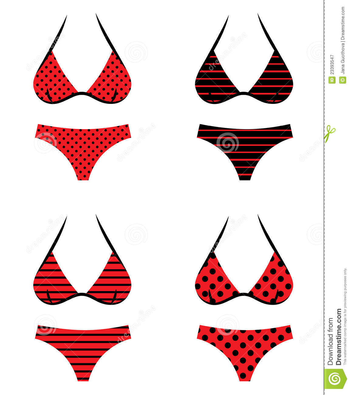 Red retro bikini summer set - Bikini Clip Art