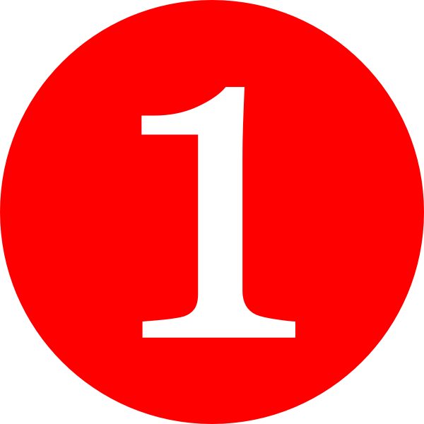Red Roundedwith Number 1 Clip - Number 1 Clip Art