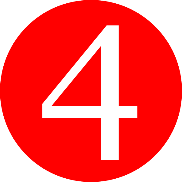 Red Roundedwith Number 4 Clip Art
